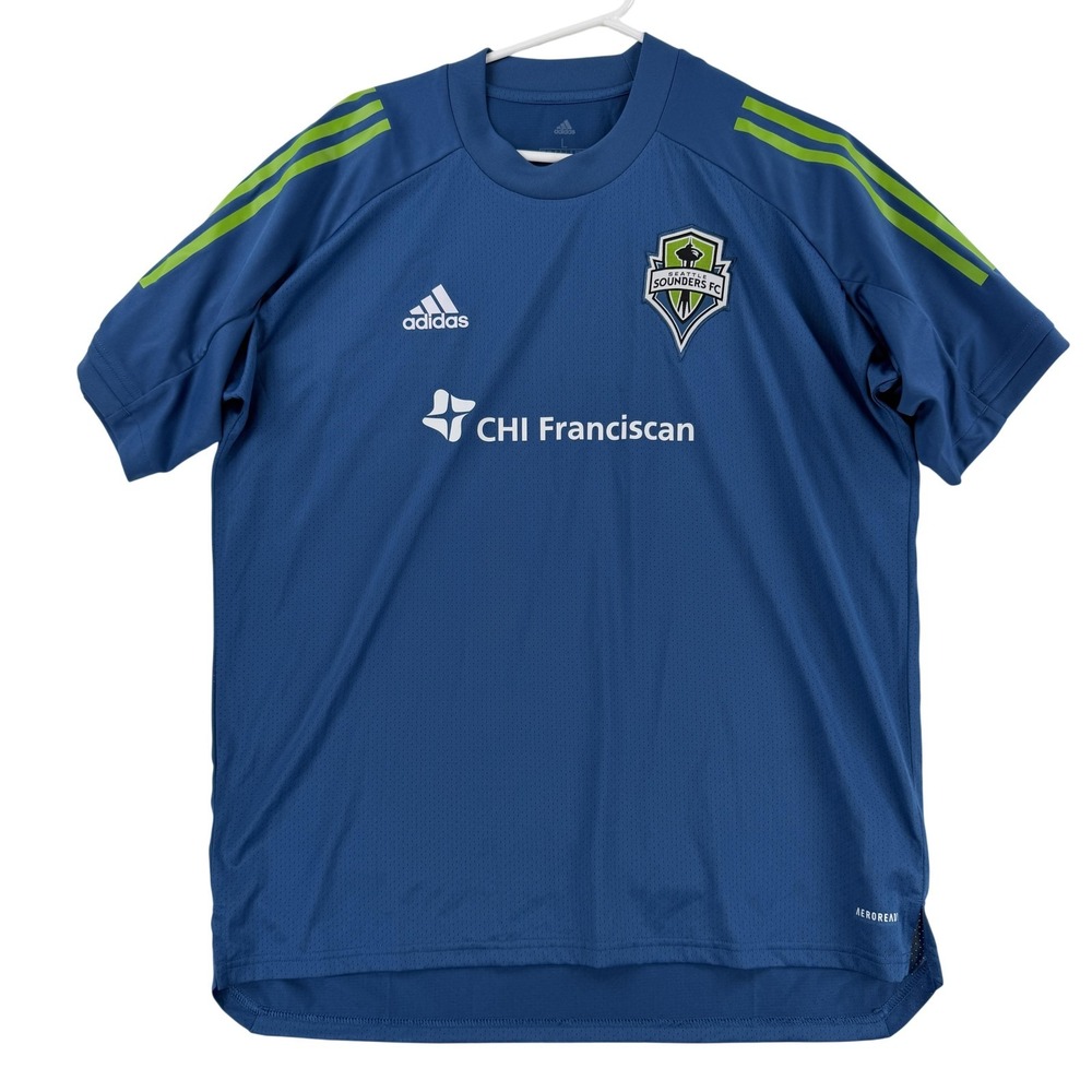 Seattle Sounders FC Shirt Mens Large Blue‎ MLS Soccer Adidas AEROREADY Jersey
